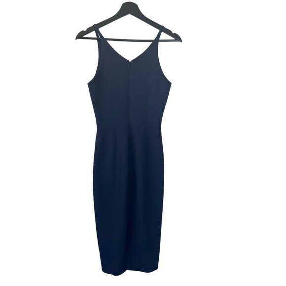 Dress the Population Anita Navy Plunging V Neck Sleeveless Midi Sheath Dress XS - Picture 4 of 12